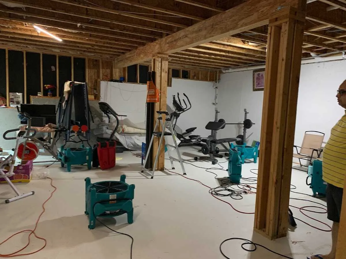 Basement drying equipment setup for Contents Cleaning & Restoration in Wasilla