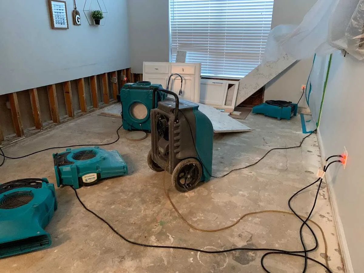 Dehumidifier in flood-cut room for Water Extraction & Removal in Wasilla